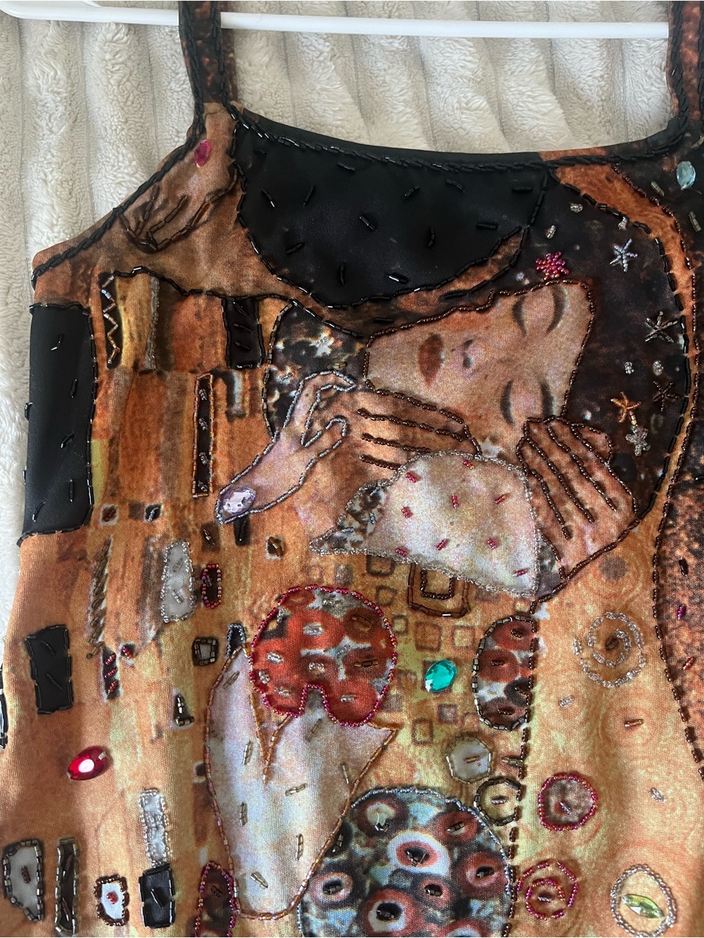 Asymmetric Beaded Fringe Klimt 'The Kiss' Embellished Top/Tunic - Picture 3 of 6